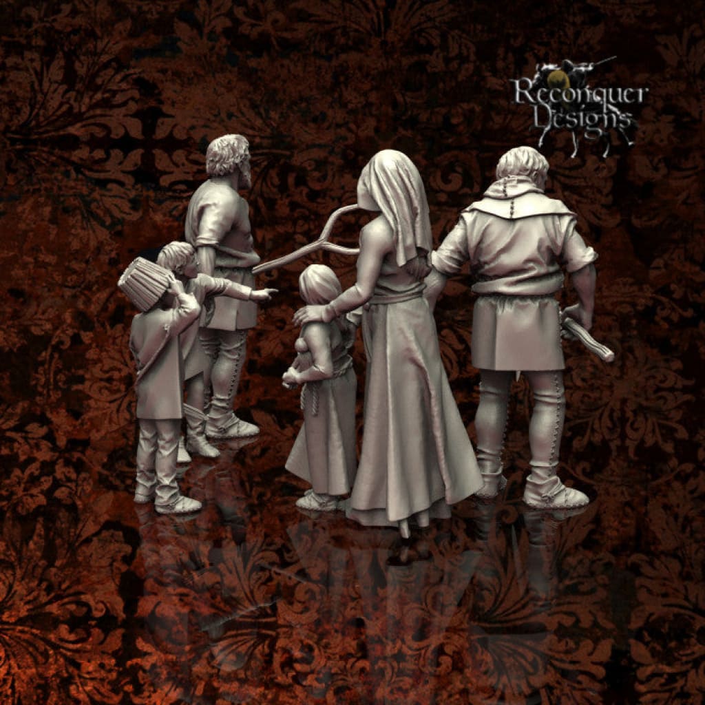 REM0044 Concerned Family Medieval Villagers