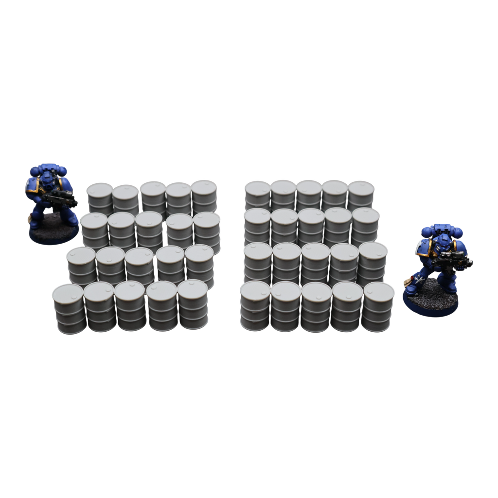 Oil Barrels x40 - 28mm Wargaming Scatter Terrain Scenery Tabletop Miniature