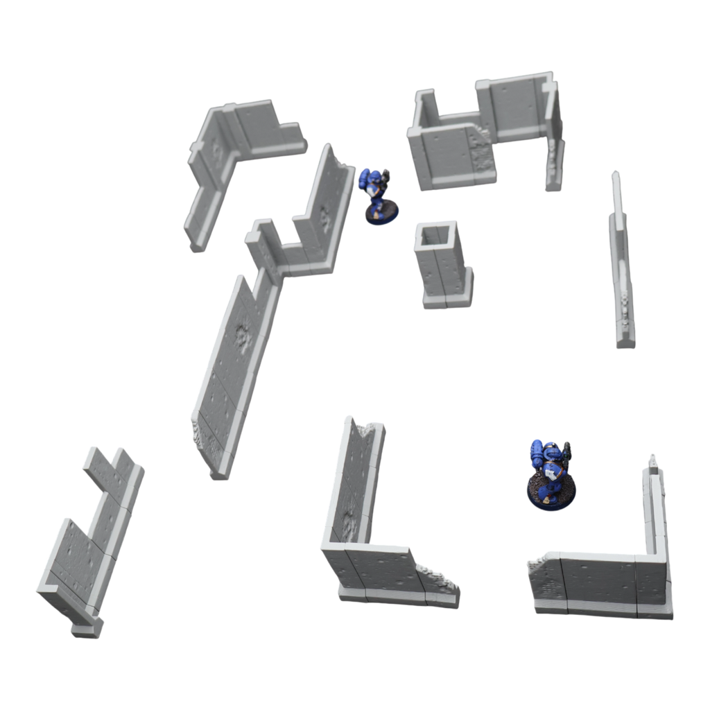 Blasted Walls Set - 28mm Wargaming Scatter Terrain Scenery Tabletop Miniature