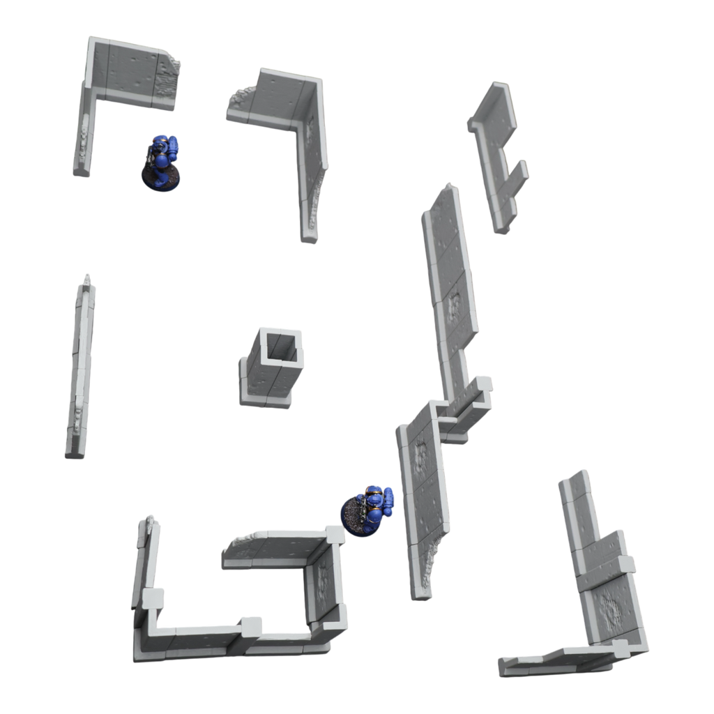 Blasted Walls Set - 28mm Wargaming Scatter Terrain Scenery Tabletop Miniature