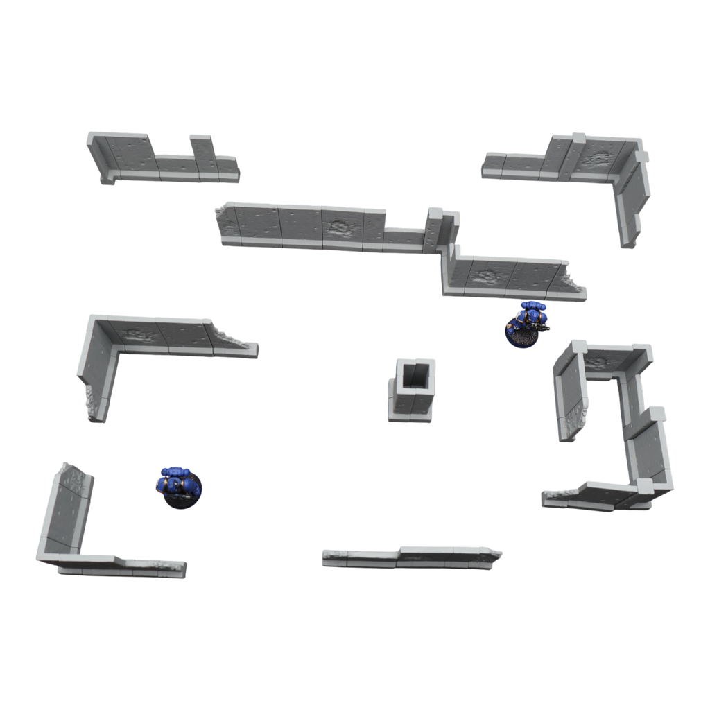 Blasted Walls Set - 28mm Wargaming Scatter Terrain Scenery Tabletop Miniature