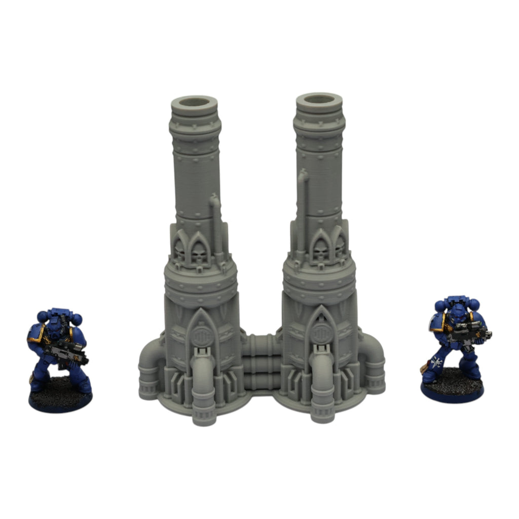 Dual Smokestack - 28mm Wargaming Scatter Terrain Scenery Tabletop Grimdark