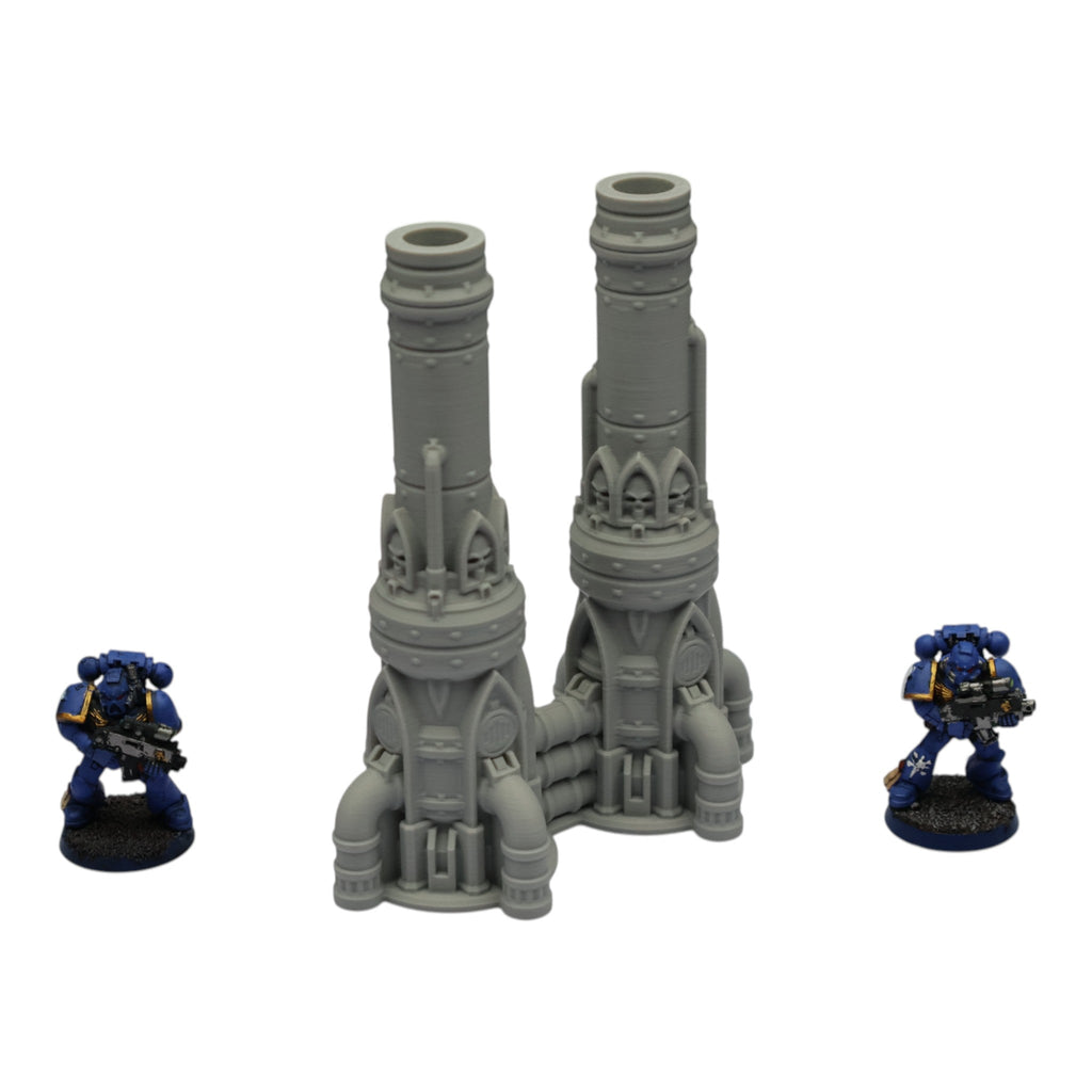 Dual Smokestack - 28mm Wargaming Scatter Terrain Scenery Tabletop Grimdark