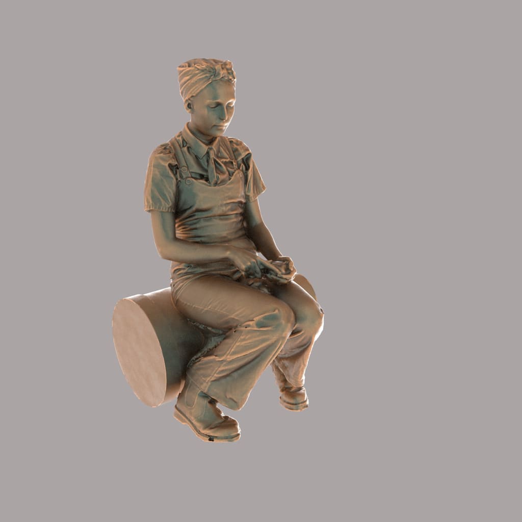 MM4023 Land/Farm Girl sitting on Milk Churn