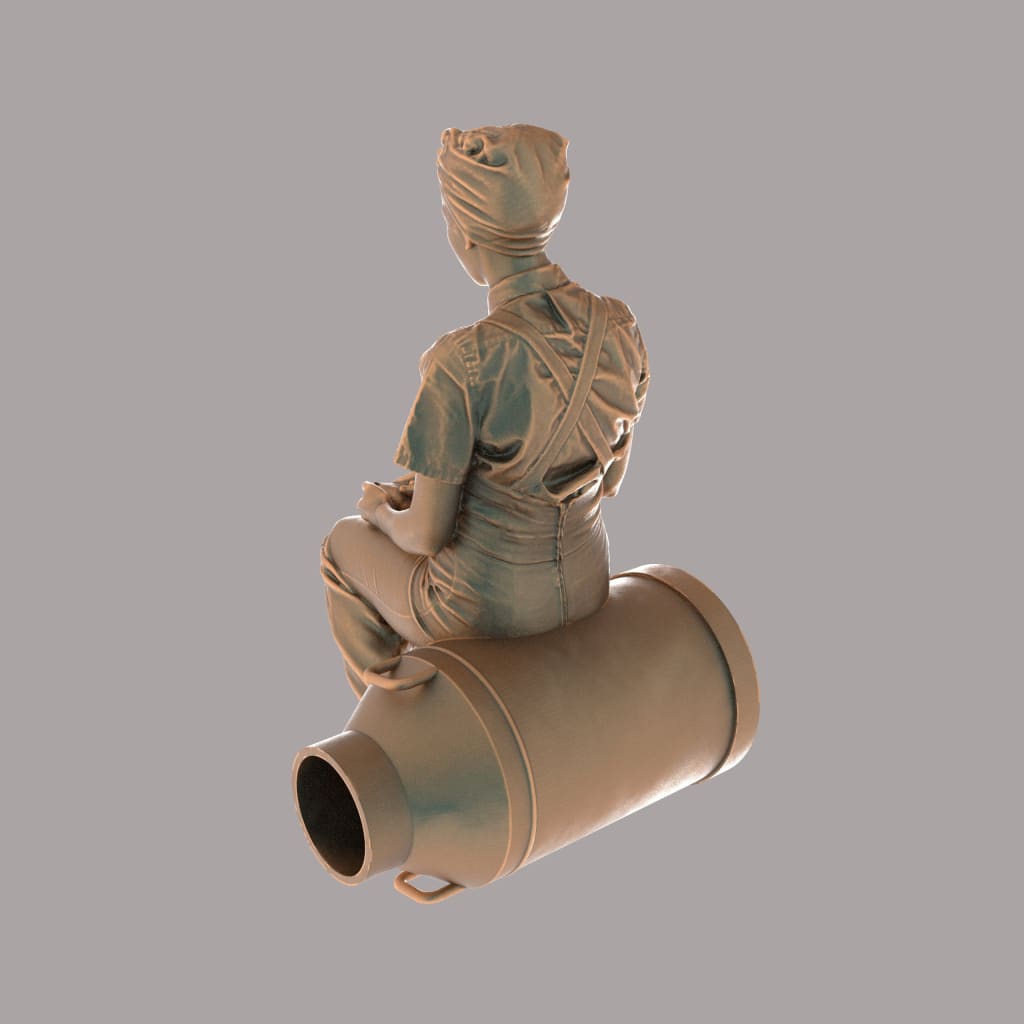 MM4023 Land/Farm Girl sitting on Milk Churn