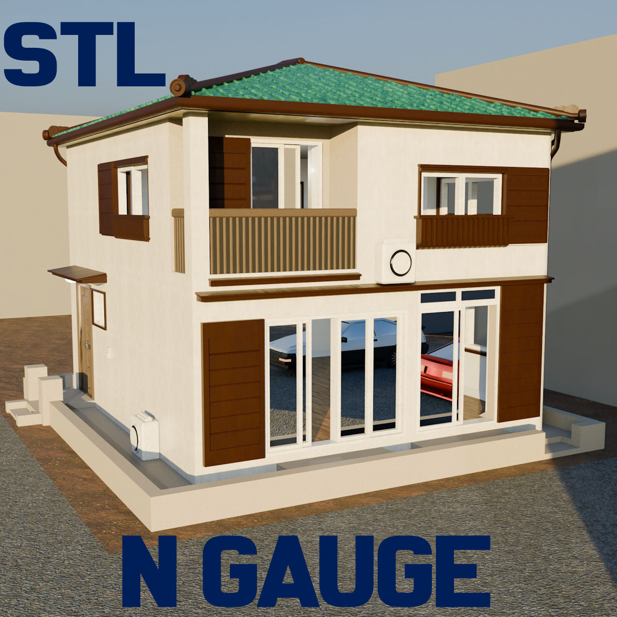 N Gauge (1:150) 1970s Japanese Family Home STL