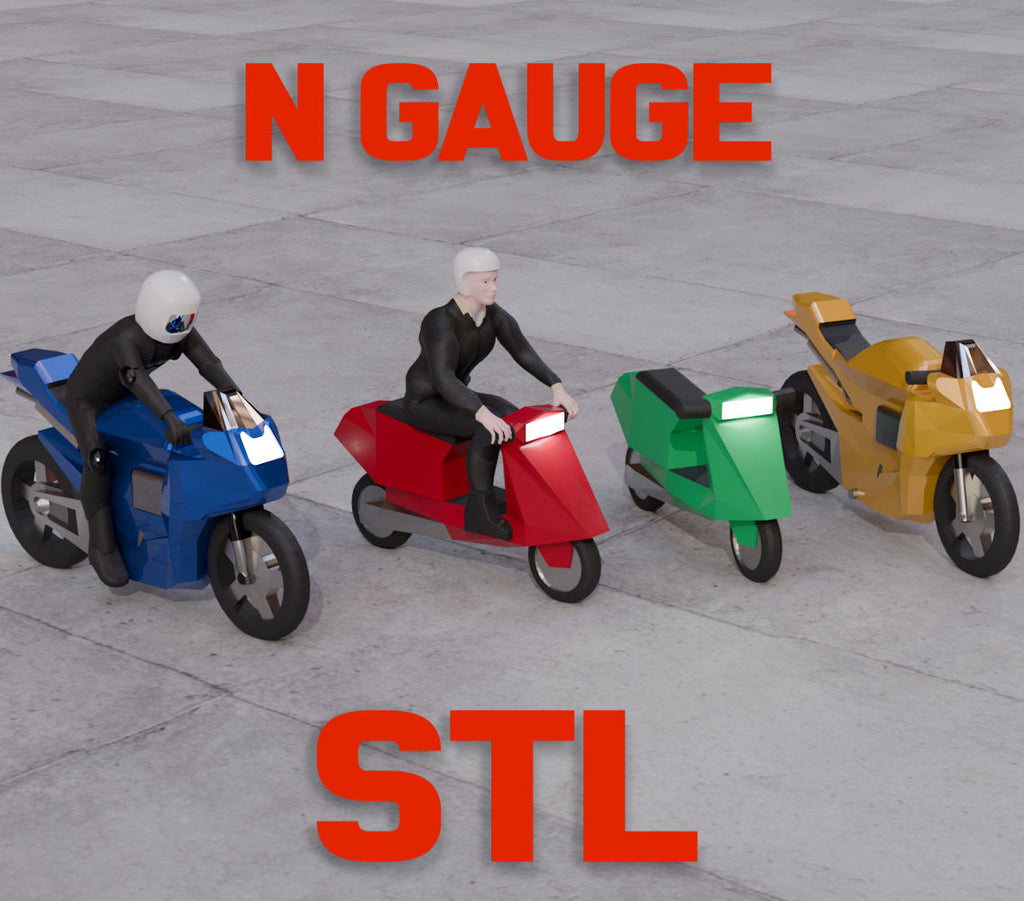 N Gauge (1:150) Motorbikes STL