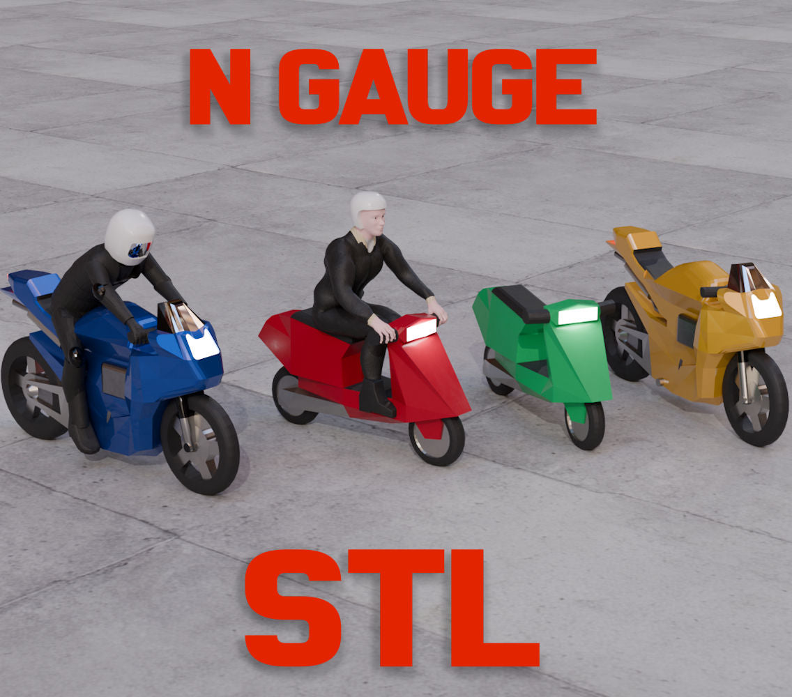 N Gauge (1:150) Motorbikes STL