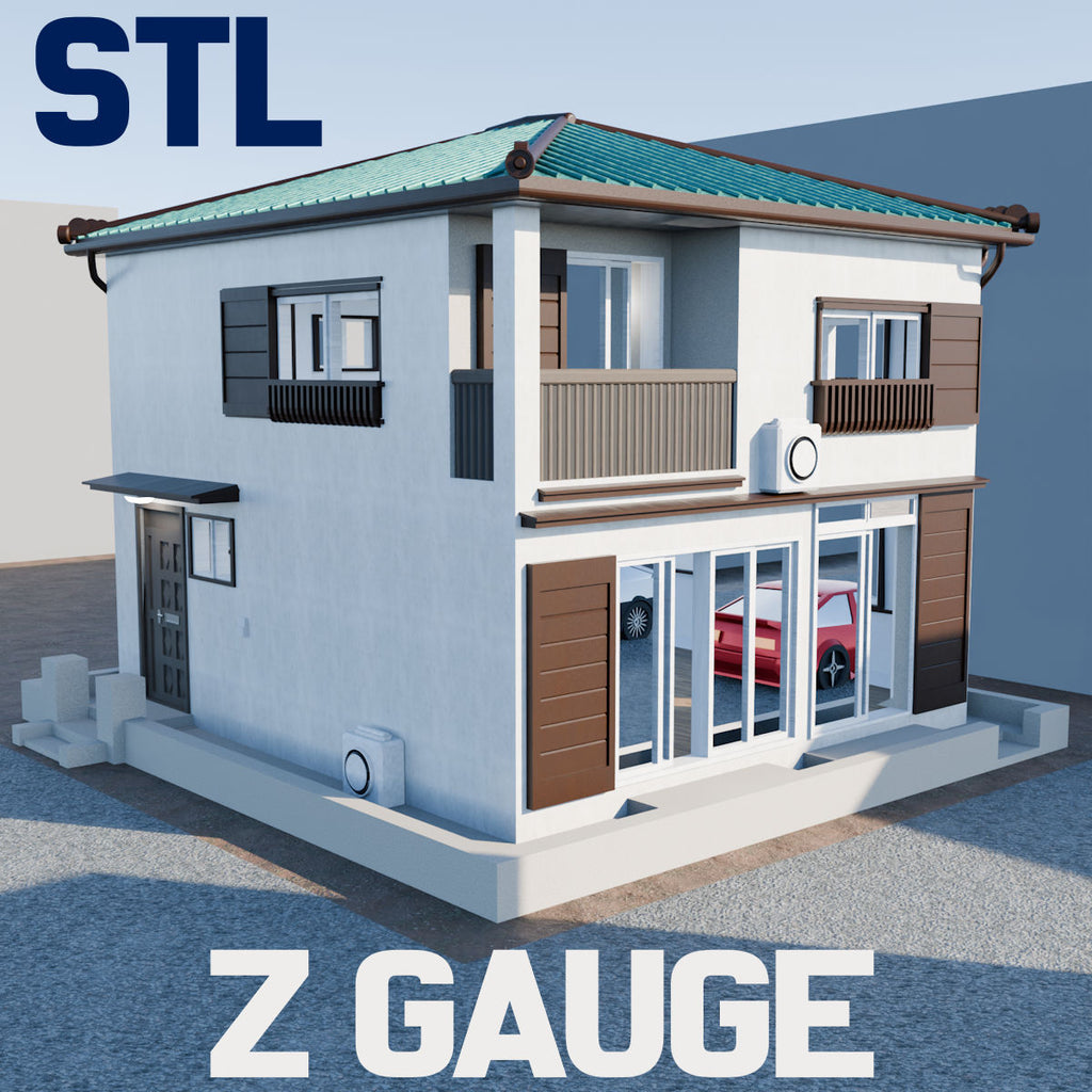 Z Gauge (1:220) 1970s Japanese Family Home STL