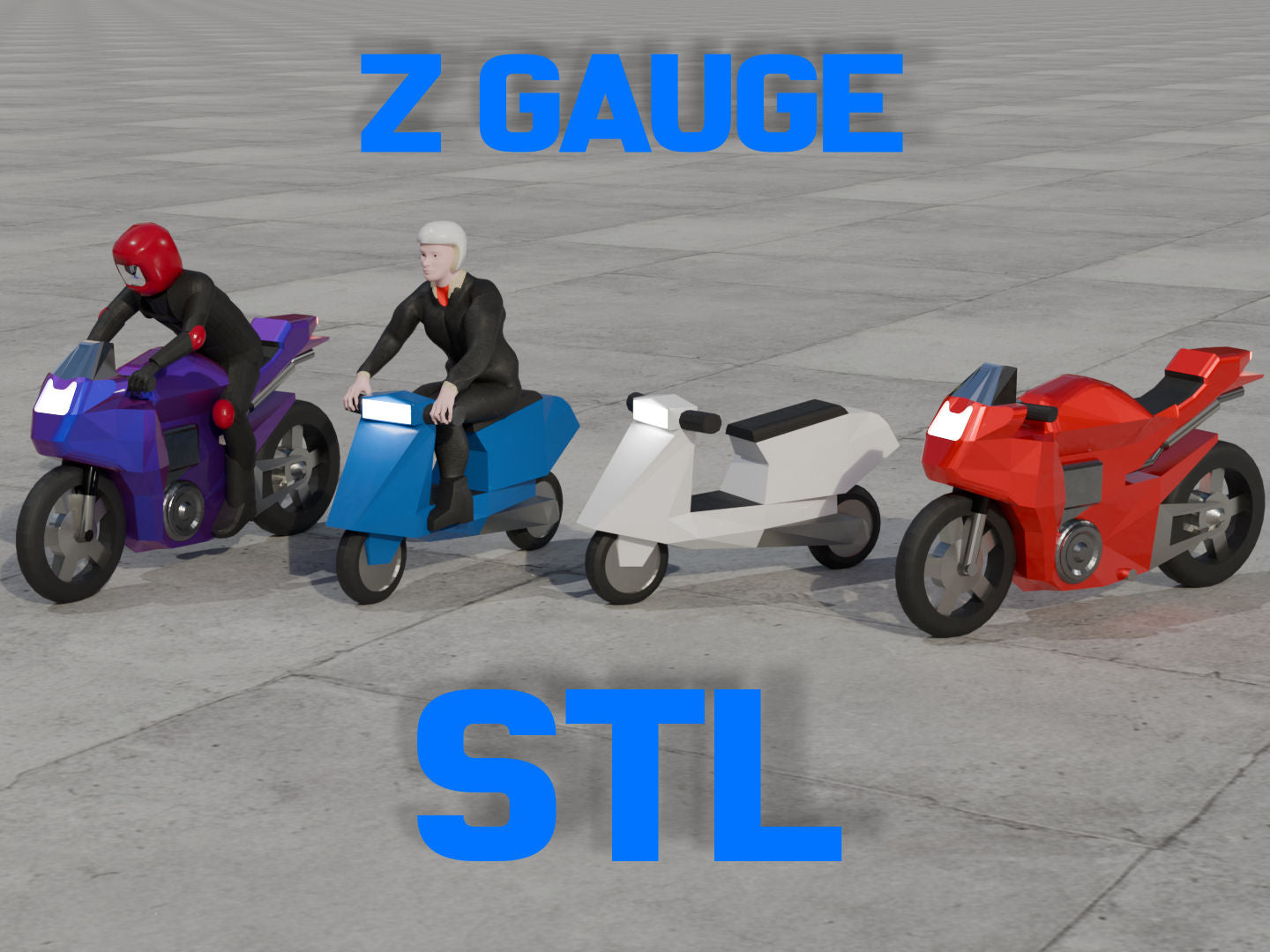 Z Gauge (1:220) Motorbikes STLs