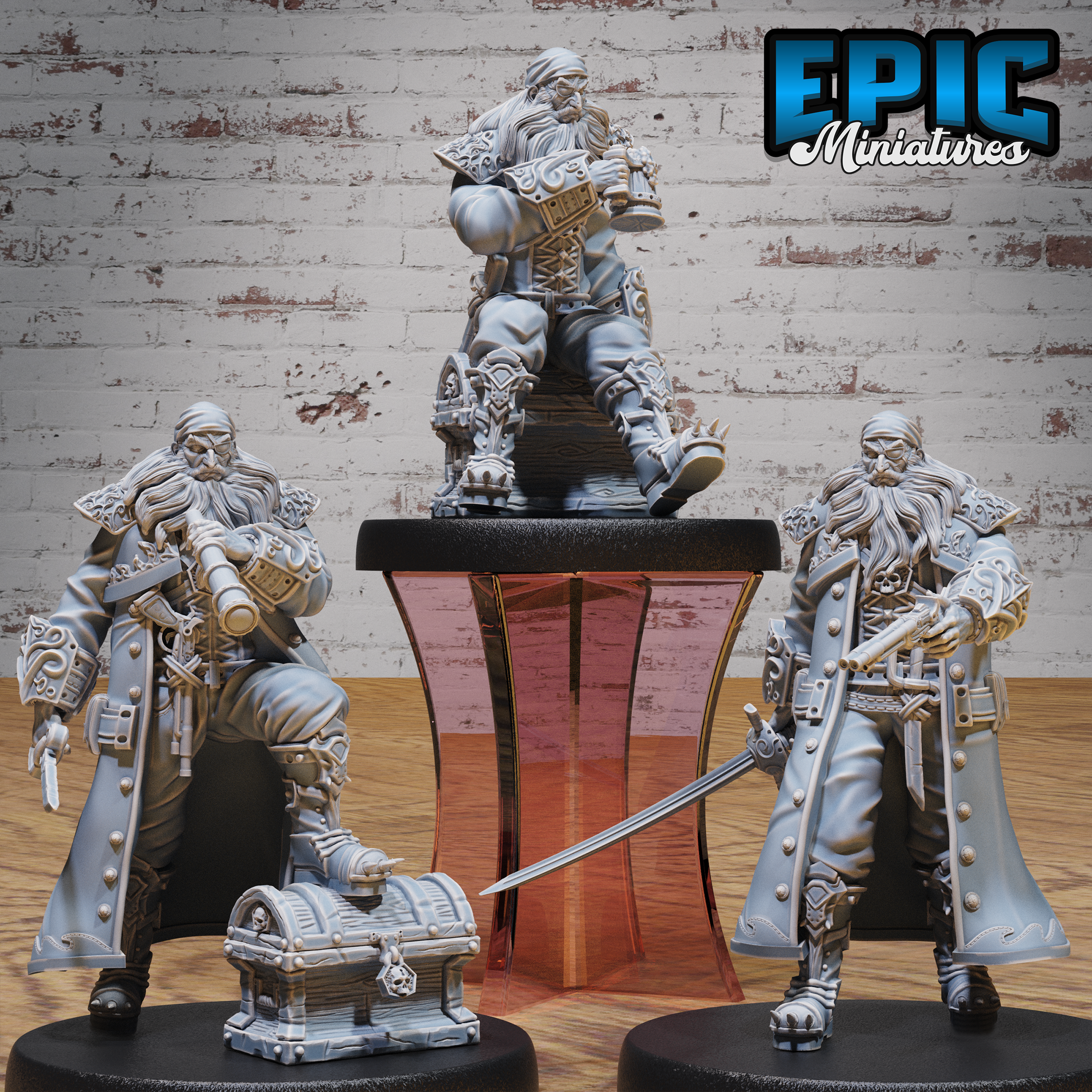 Pirate Captain Barbarossa #4814-#4816 by Epic Miniatures - Mysterious Ocean 28mm Scale