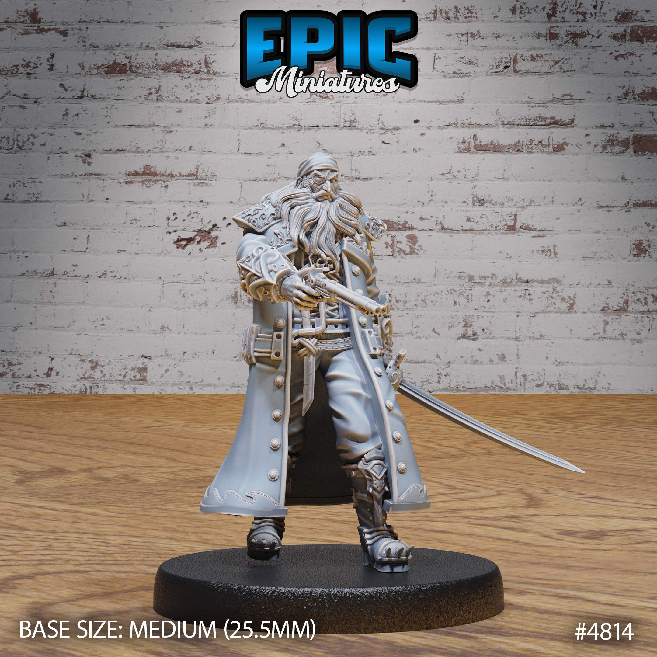 Pirate Captain Barbarossa #4814-#4816 by Epic Miniatures - Mysterious Ocean 28mm Scale