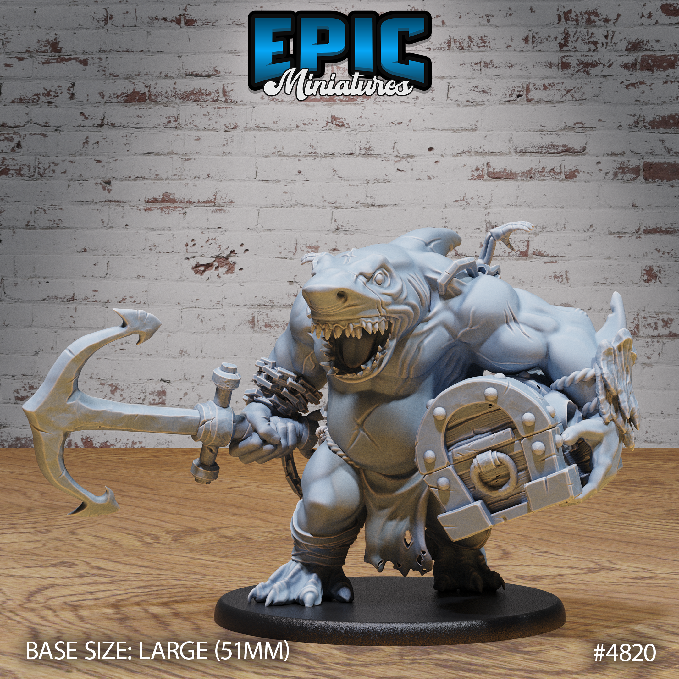 Sharkman Brute by Epic Miniatures - Mysterious Ocean | DnD Tabletop Miniatures (28mm Scale)