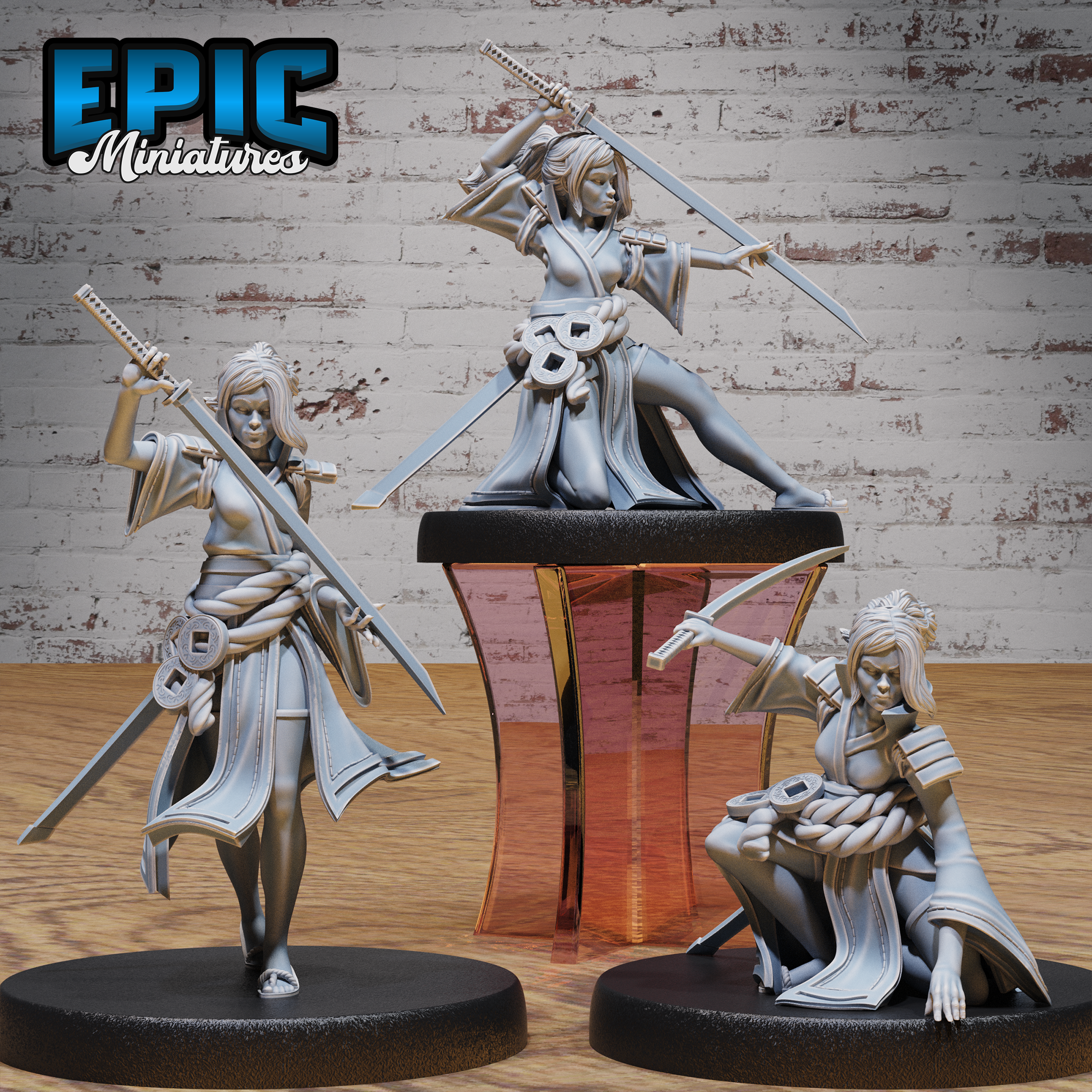 Samurai Woman by Epic Miniatures | D&D Tabletop Miniature | Elegant and Fierce Warrior for Fantasy Roleplaying