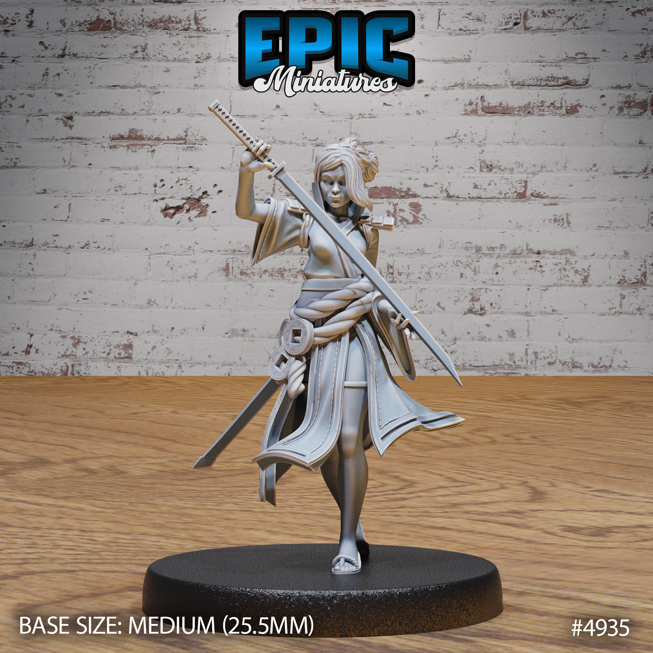 Samurai Woman by Epic Miniatures | D&D Tabletop Miniature | Elegant and Fierce Warrior for Fantasy Roleplaying