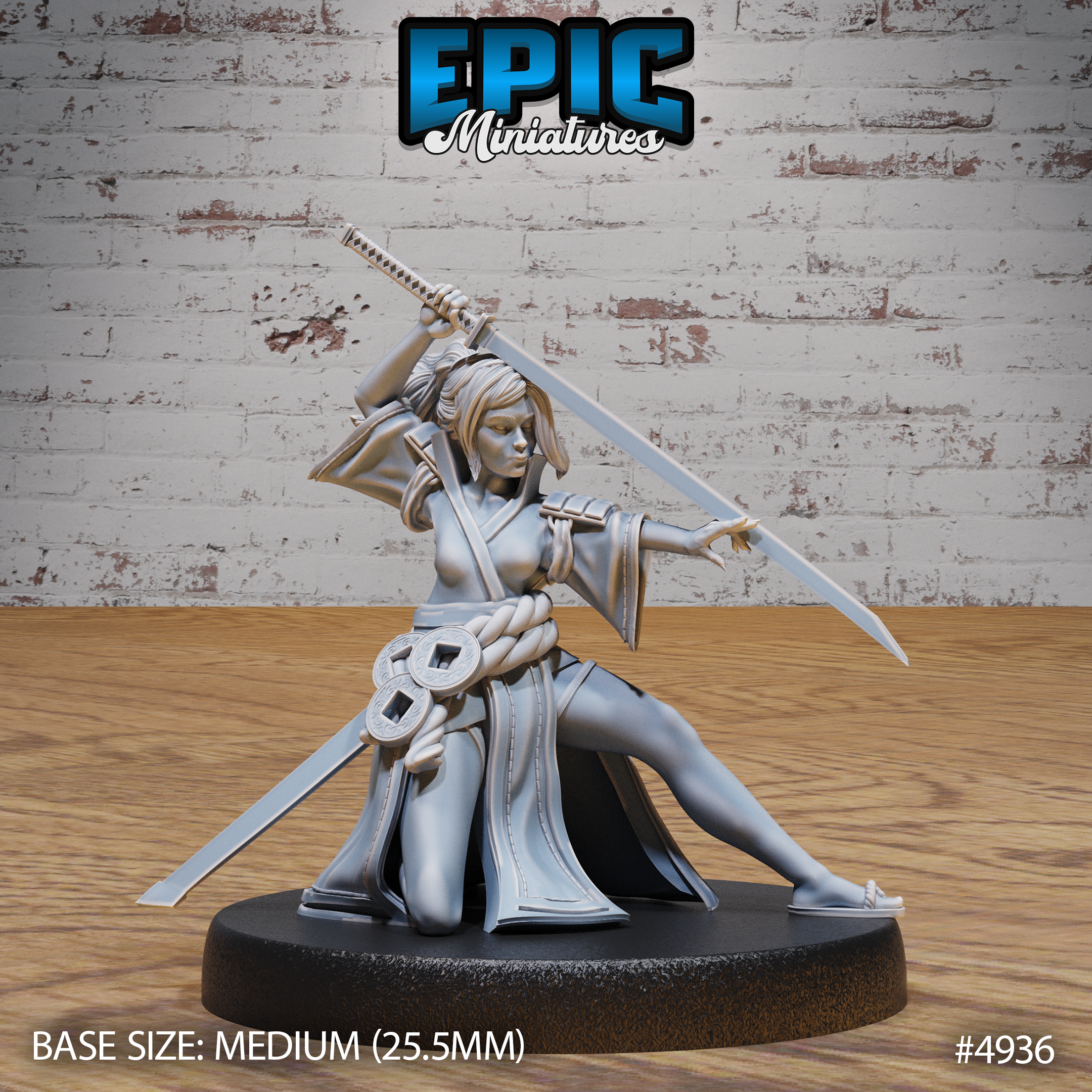Samurai Woman by Epic Miniatures | D&D Tabletop Miniature | Elegant and Fierce Warrior for Fantasy Roleplaying