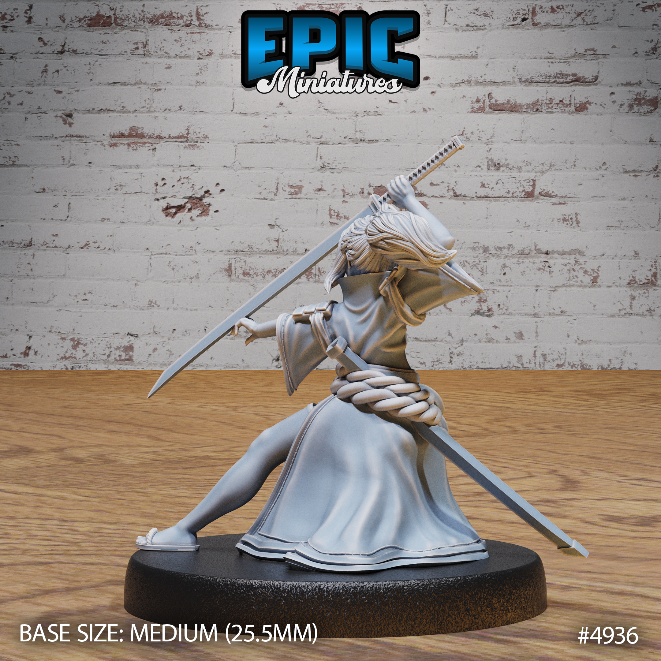 Samurai Woman by Epic Miniatures | D&D Tabletop Miniature | Elegant and Fierce Warrior for Fantasy Roleplaying