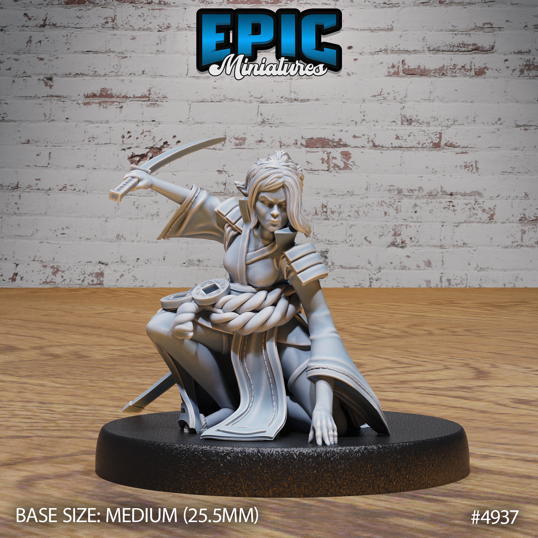 Samurai Woman by Epic Miniatures | D&D Tabletop Miniature | Elegant and Fierce Warrior for Fantasy Roleplaying