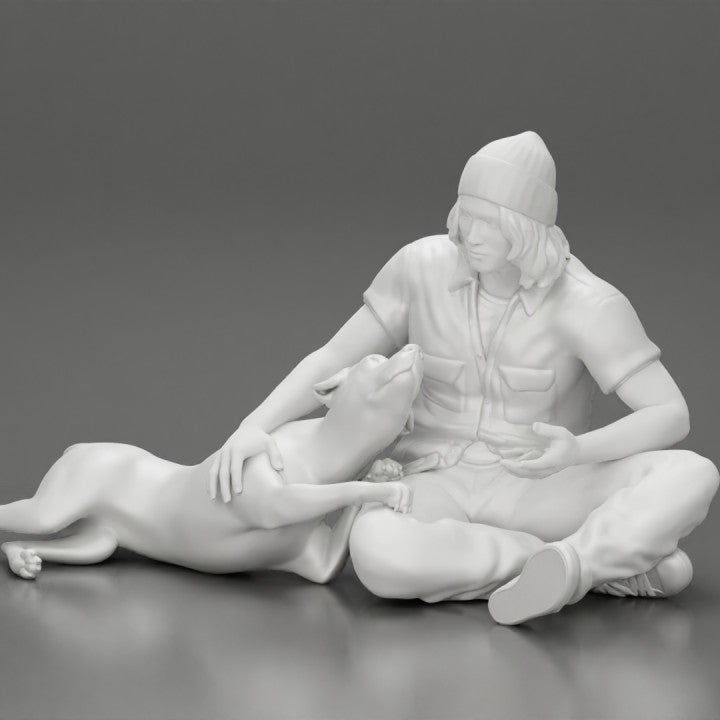 MM1228 Young Male sitting with Dog