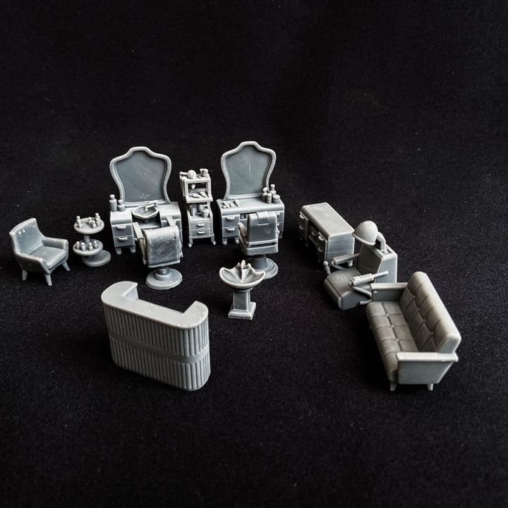 Hairdressing/Barber Shop Furniture for Model Railway or Diorama