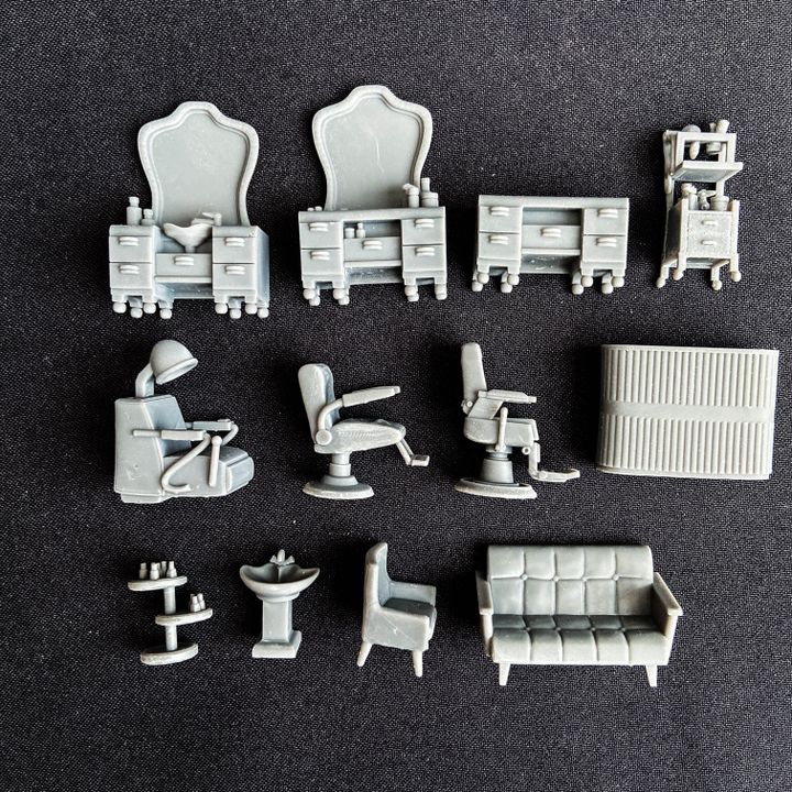 Hairdressing/Barber Shop Furniture for Model Railway or Diorama