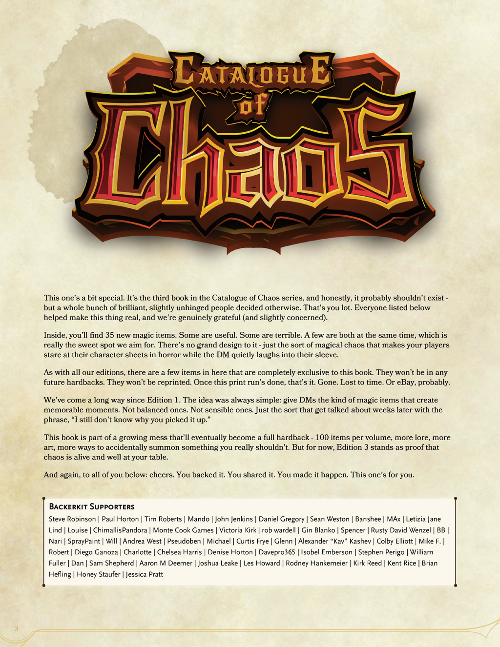Catalogue of Chaos Ed. 3 - Magical Items with Unintended Consequences