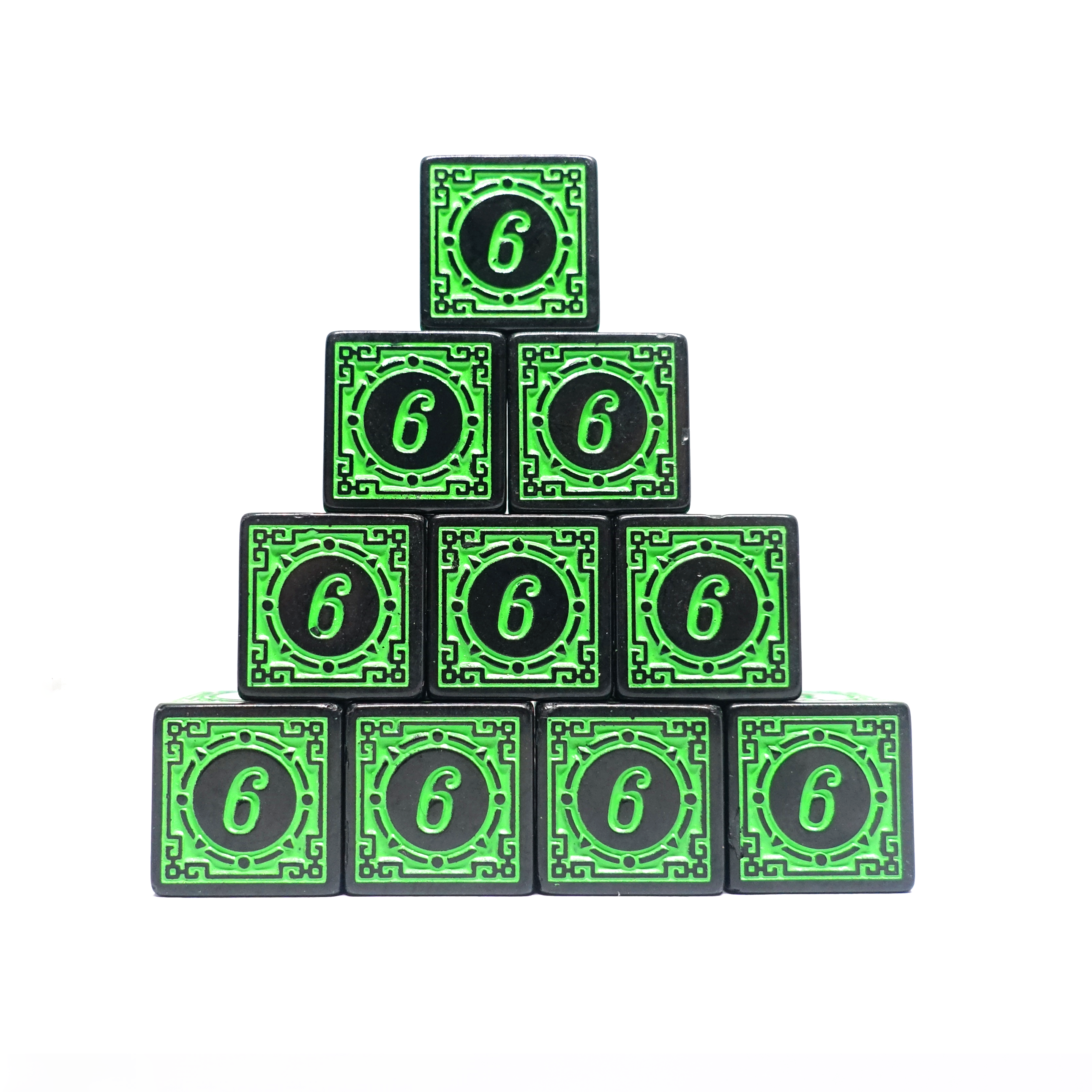 Green Arcane Glyphs Dice Set