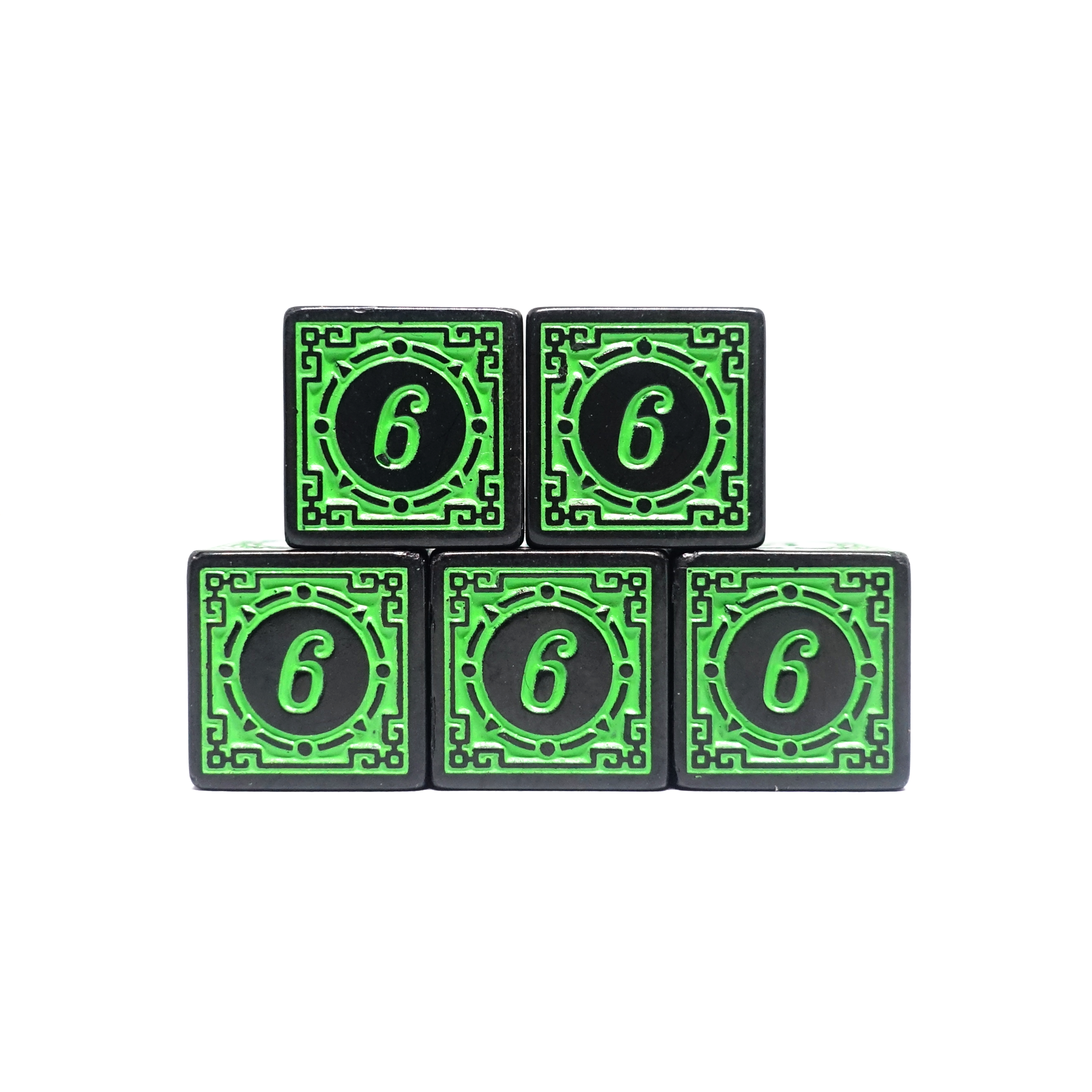 Green Arcane Glyphs Dice Set