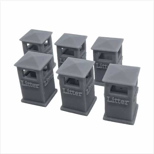 O Scale Civic Litter Bin - Style 1 (6 pack)