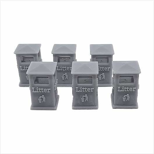 O Scale Civic Litter Bin - Style 2 (6 pack)
