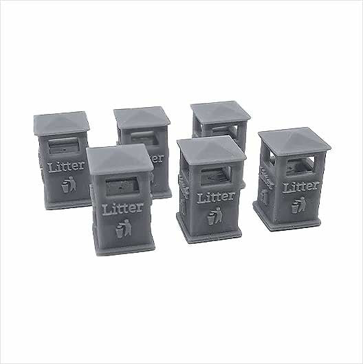 O Scale Civic Litter Bin - Style 2 (6 pack)