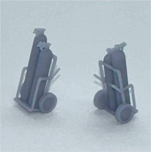 OO Scale Oxy-Acetylene Cylinders On Trolley (2 pack)