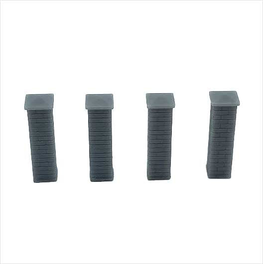 OO Scale Brick Wall Pier with Pyramid-Style Caps (4 pack)
