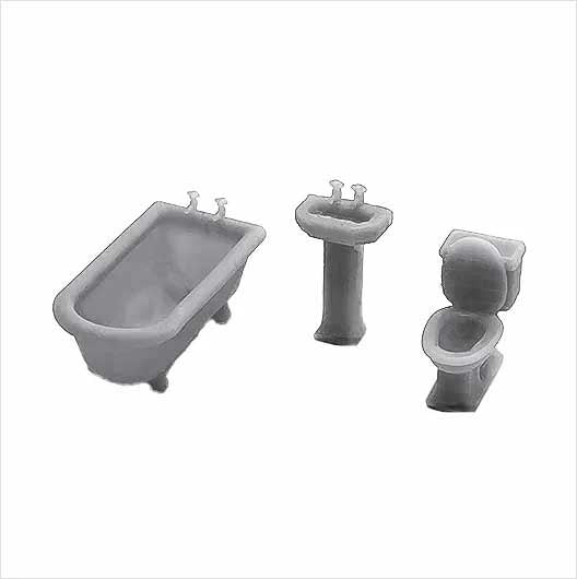 OO Scale Bath, Basin and Toilet (3 pieces)