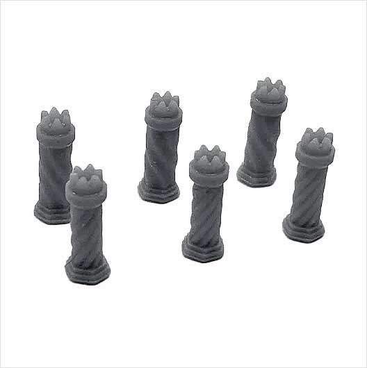 O Scale Chimney Pot - Tudor-Style - Mixed (6 pack)