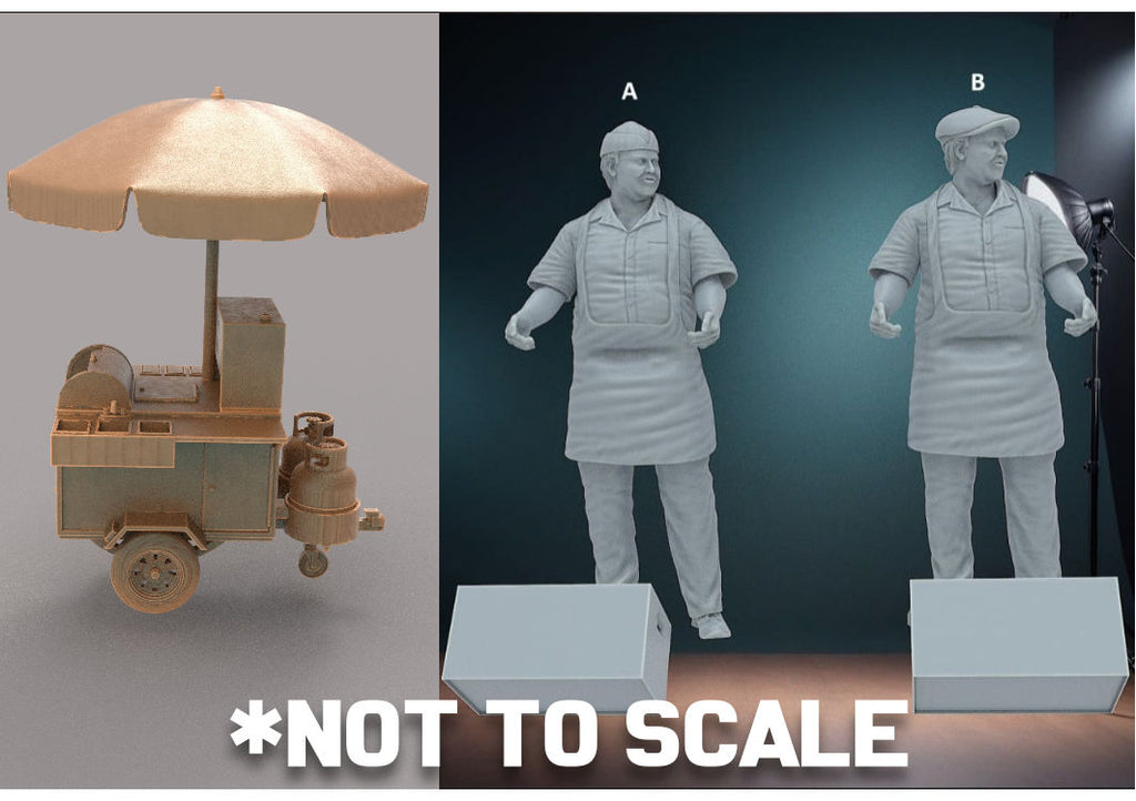 OO (1:76) Hot Food Cart with Vendor