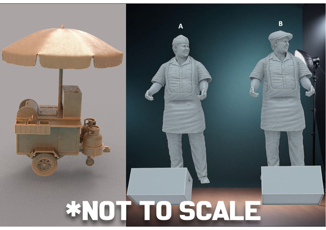 OO (1:76) Hot Food Cart with Vendor