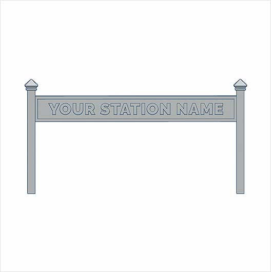 N Scale Double-Sided Personalised Steam-Era Station Name Board - Style 1 - One Line of Text (3 pack)
