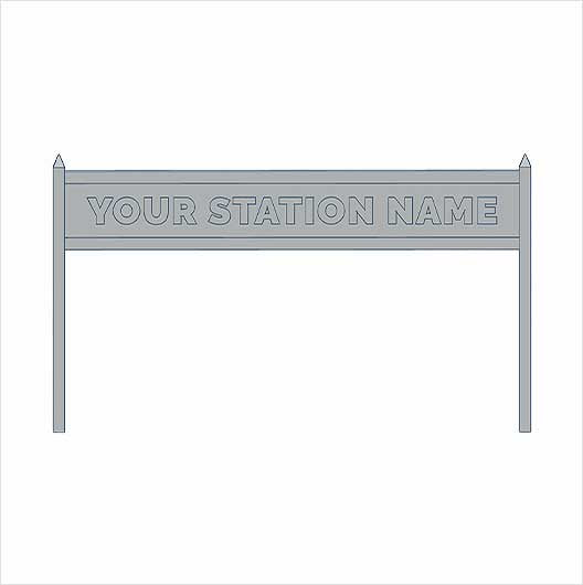 O Scale Single-Sided Personalised Steam-Era Station Name Board - Style 2 - One Line of Text (3 pack)