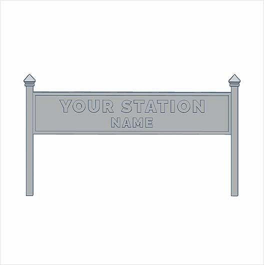 TT Scale Double-Sided Personalised Steam-Era Station Name Board - Style 1 - Two Lines of Text (3 pack)