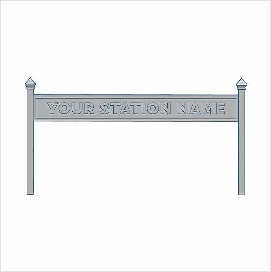 HO Scale Single-Sided Personalised Steam-Era Station Name Board - Style 1 - One Line of Text (3 pack)