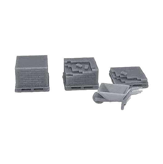 OO Scale Pallets of Bricks and Wheelbarrow