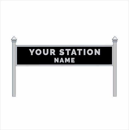 TT Scale Pre-Coloured Single-Sided Personalised Steam-Era Station Name Board - Style 1 - Two Lines of Text
