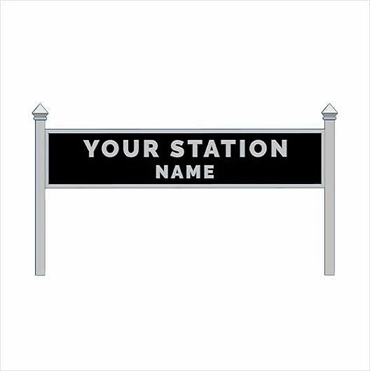 O Scale Pre-Coloured Double-Sided Personalised Steam-Era Station Name Board - Style 1 - Two Lines of Text