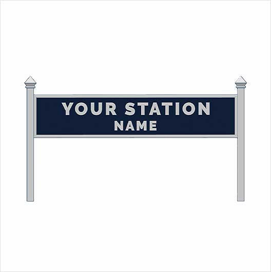 N Scale Pre-Coloured Single-Sided Personalised Steam-Era Station Name Board - Style 1 - Two Lines of Text