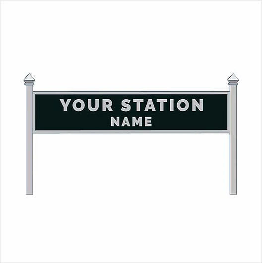 O Scale Pre-Coloured Double-Sided Personalised Steam-Era Station Name Board - Style 1 - Two Lines of Text