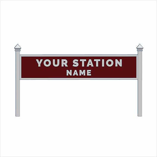 N Scale Pre-Coloured Single-Sided Personalised Steam-Era Station Name Board - Style 1 - Two Lines of Text