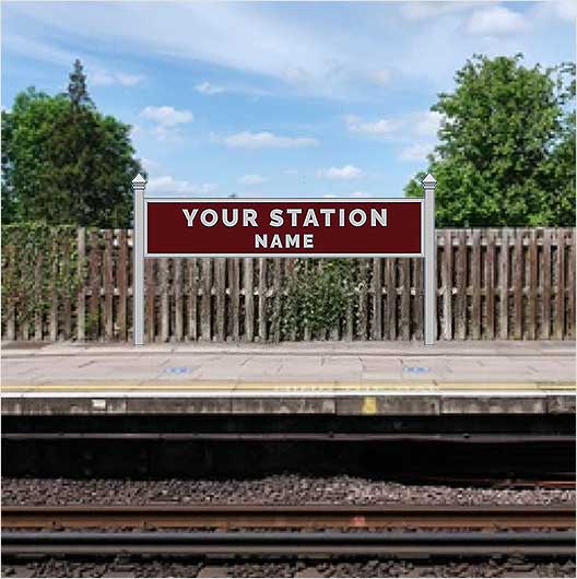 O Scale Pre-Coloured Single-Sided Personalised Steam-Era Station Name Board - Style 1 - Two Lines of Text