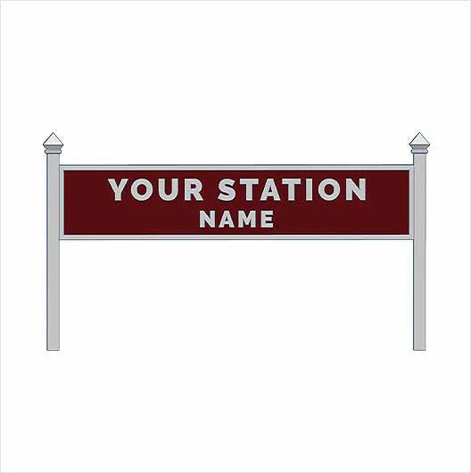 O Scale Pre-Coloured Double-Sided Personalised Steam-Era Station Name Board - Style 1 - Two Lines of Text