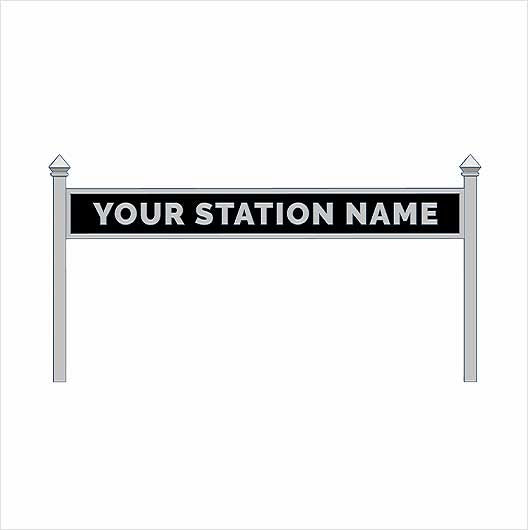 O Scale Pre-Coloured Single-Sided Personalised Steam-Era Station Name Board - Style 1 - One Line of Text